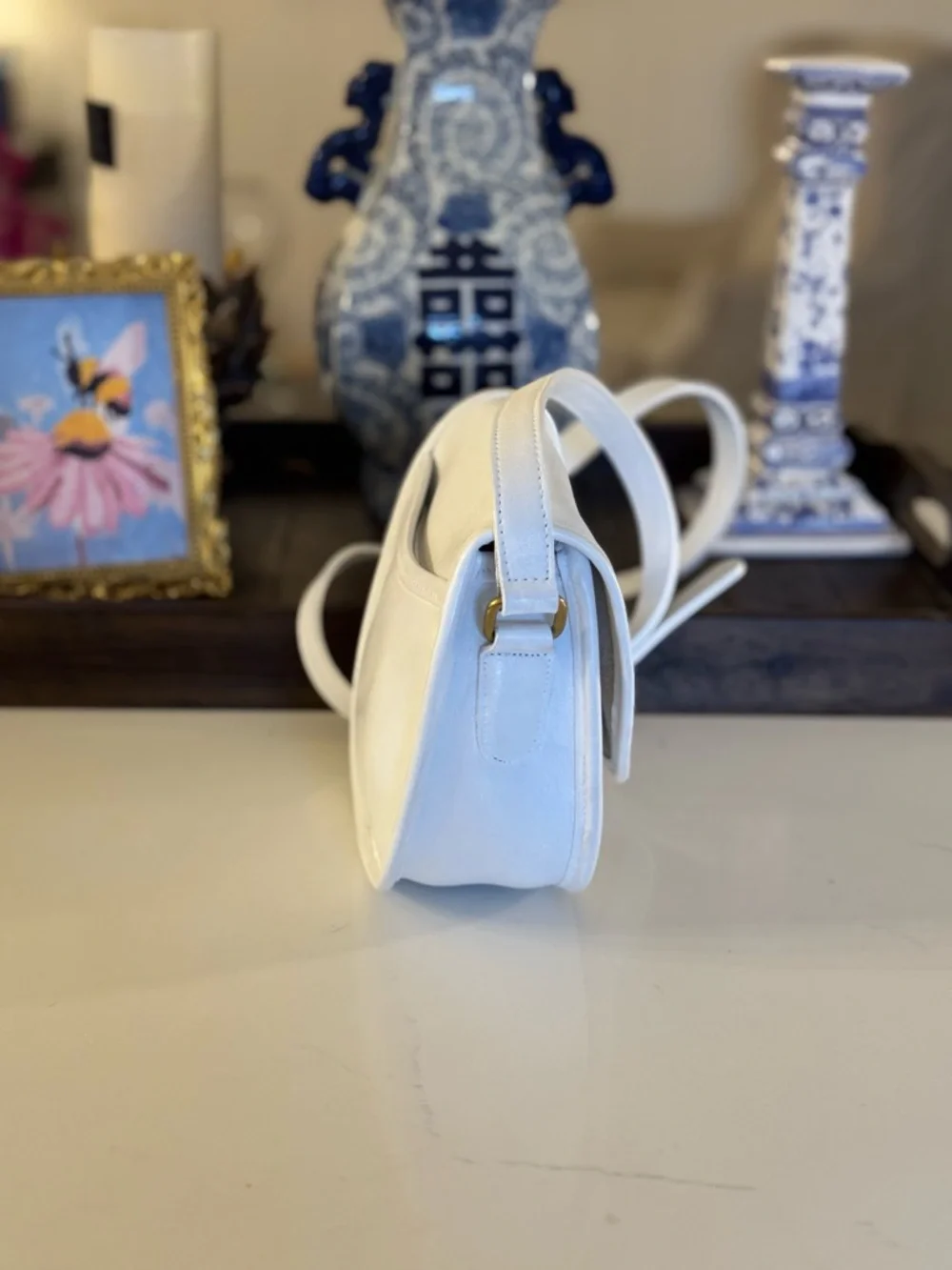 🤍 VINTAGE COACH WHITE LEATHER WATSON TURNLOCK CROSSBODY BAG #9981! - Picture 10 of 12